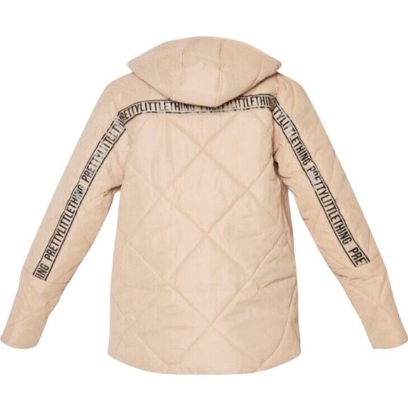 PrettyLittleThing Stone Peach Skin Diamond Quilted Jacket Women's Size 0 US New! - Picture 5 of 14